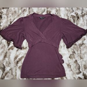 Bcbg max azria faux wrap ruffle 1/2 sleeve top